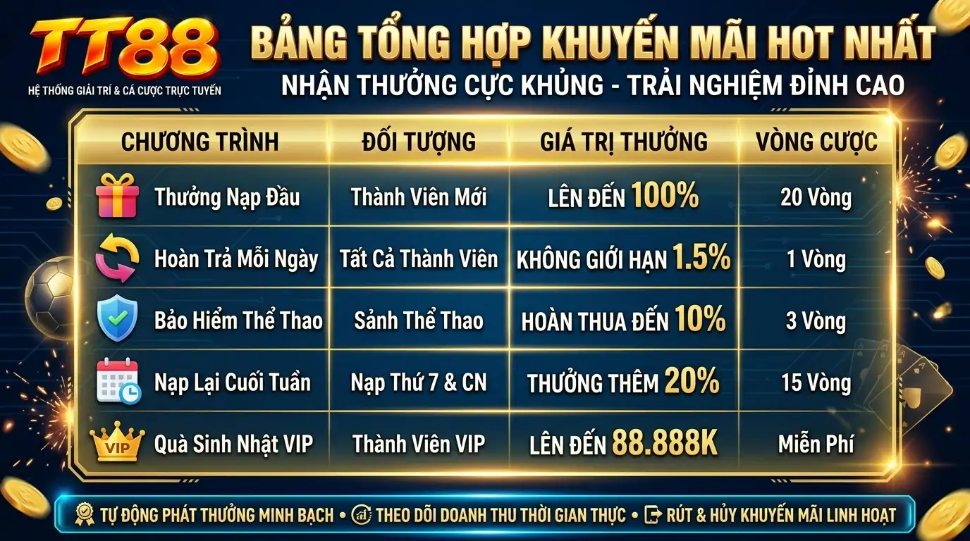tt88 danh muc su kien uu dai goi thuong nong tai tt88